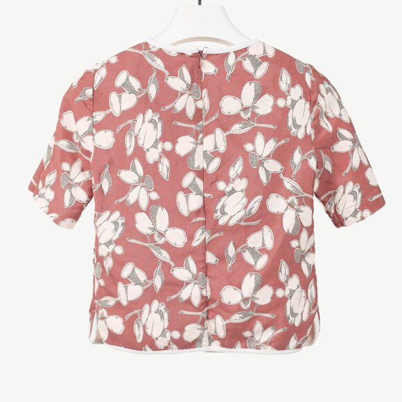 Marni Mauve Cotton & Silk Floral-Print Asymmetrical Top - Picture 2 of 10